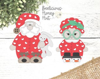 Mr. & Mrs. Clause Ornament Set! Pajama Party, Bunny, Customizable, Christmas, Tree, Holly, Sweet, Score, Acrylic, Digital File SVG Bundle