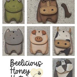 Hand Stitched Farm Keychains! Wood Keepsake, Gift, Frog, Pig, Cat, Horse, Cow, Dog, Paint Kit, Charms, Backpack Digital SVG File Only