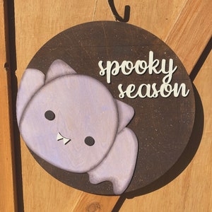 Bat Spooky Season Door Hanger or Sign! Halloween, Fall, Scary, 16 inch, Decor, Gift, Laser, Glowforge, Wood, Farmhouse Digital SVG FILE