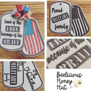Dog Tag Proud Military Door Hanger or Sign! Gift Idea, Memorial, Navy, Army, Air Force, Laser, Glowforge, Wood, Template Digital SVG FILE