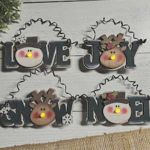 Woord theelichtje neusornament, sneeuwpop, rendier, hulst, sneeuwvlok, Kerstmis, verfkit, Scrap Busters, digitaal SVG-bestand