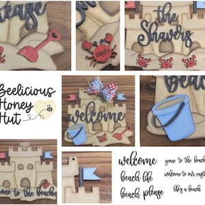 Sandcastle Beach Theme Door Hanger/Sign! Gift Idea, Shovel, Bucket, Crab, Sand, Welcome, Laser, Glowforge, Wood, Template Digital SVG FILE