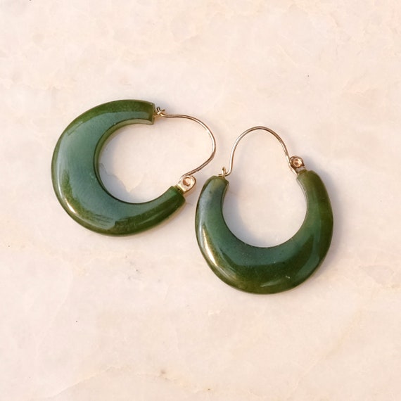 Chrysoprase earrings, Chrysoprase hoop earrings, v