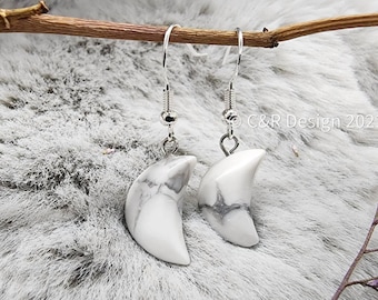 Crescent Moon Earrings – Handmade Gemstone Jewelry, Celestial Crystal Dangles, Witchy Boho Jewelry