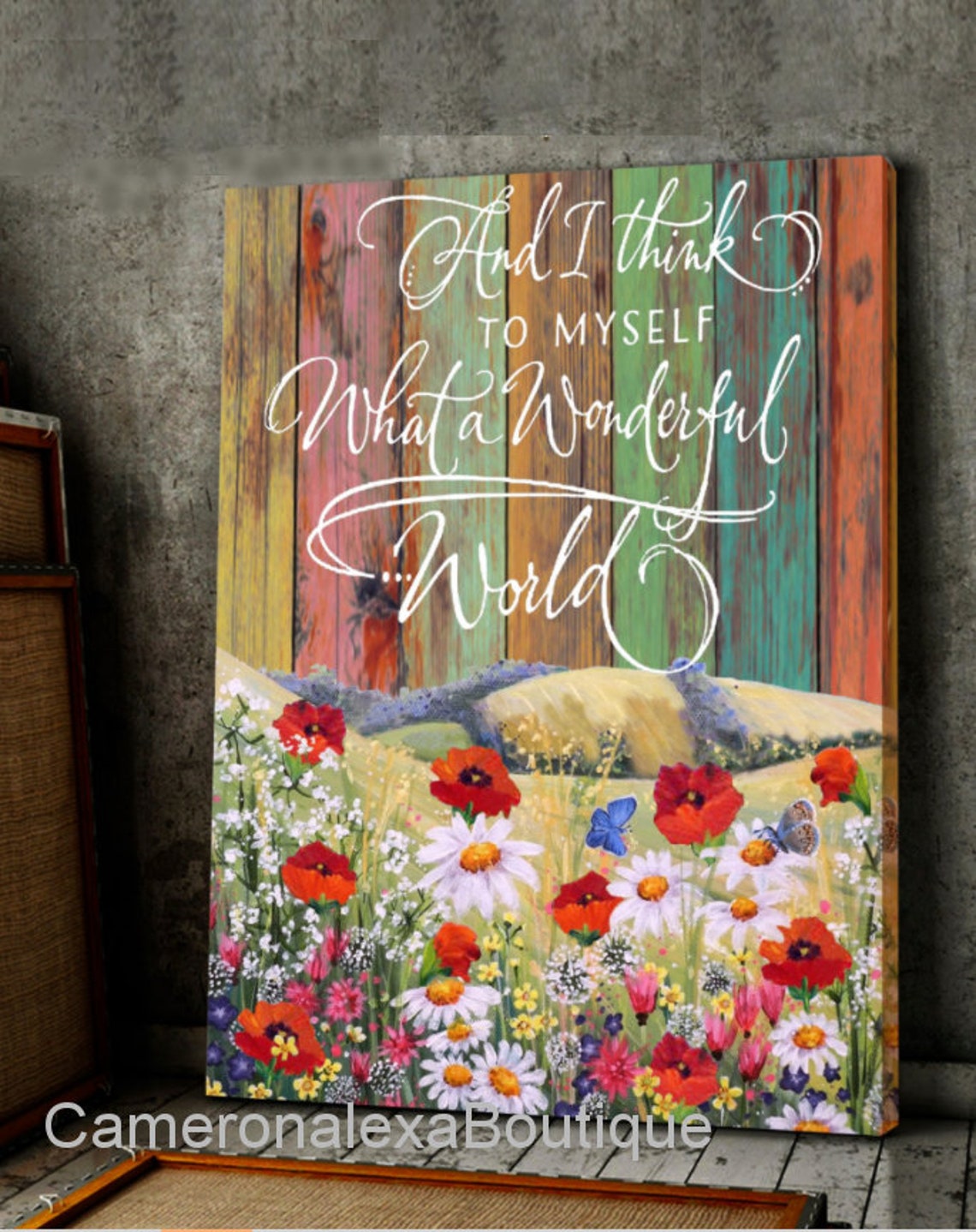 Home Decor What a Wonderful World Canvas Colorful Canvas Art - Etsy