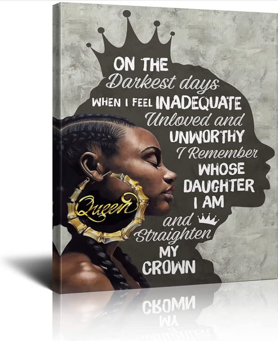 Black Queen Canvas Prints Black Woman Wall Art Inspirational Etsy