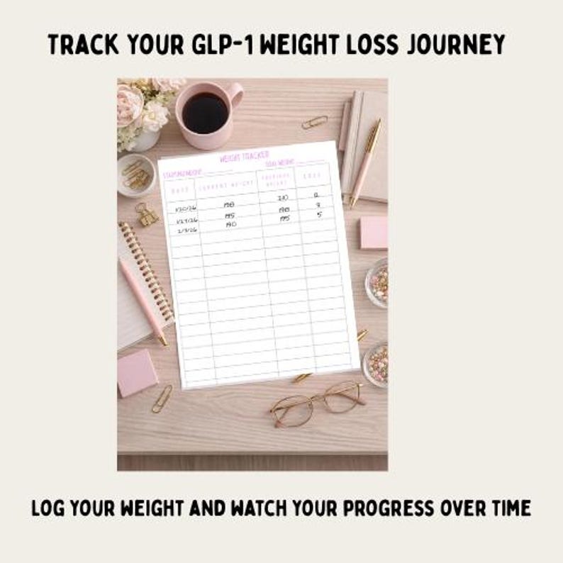 GLP-1 Weight Loss Tracker Printable | Ozempic & Mounjaro Tracker ...