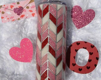 Pink tangram tumbler, epoxy tumbler, glitter tumbler, custom tumbler, stainless steel, 30oz, slim tumbler, hand made tumblers, straw and lid