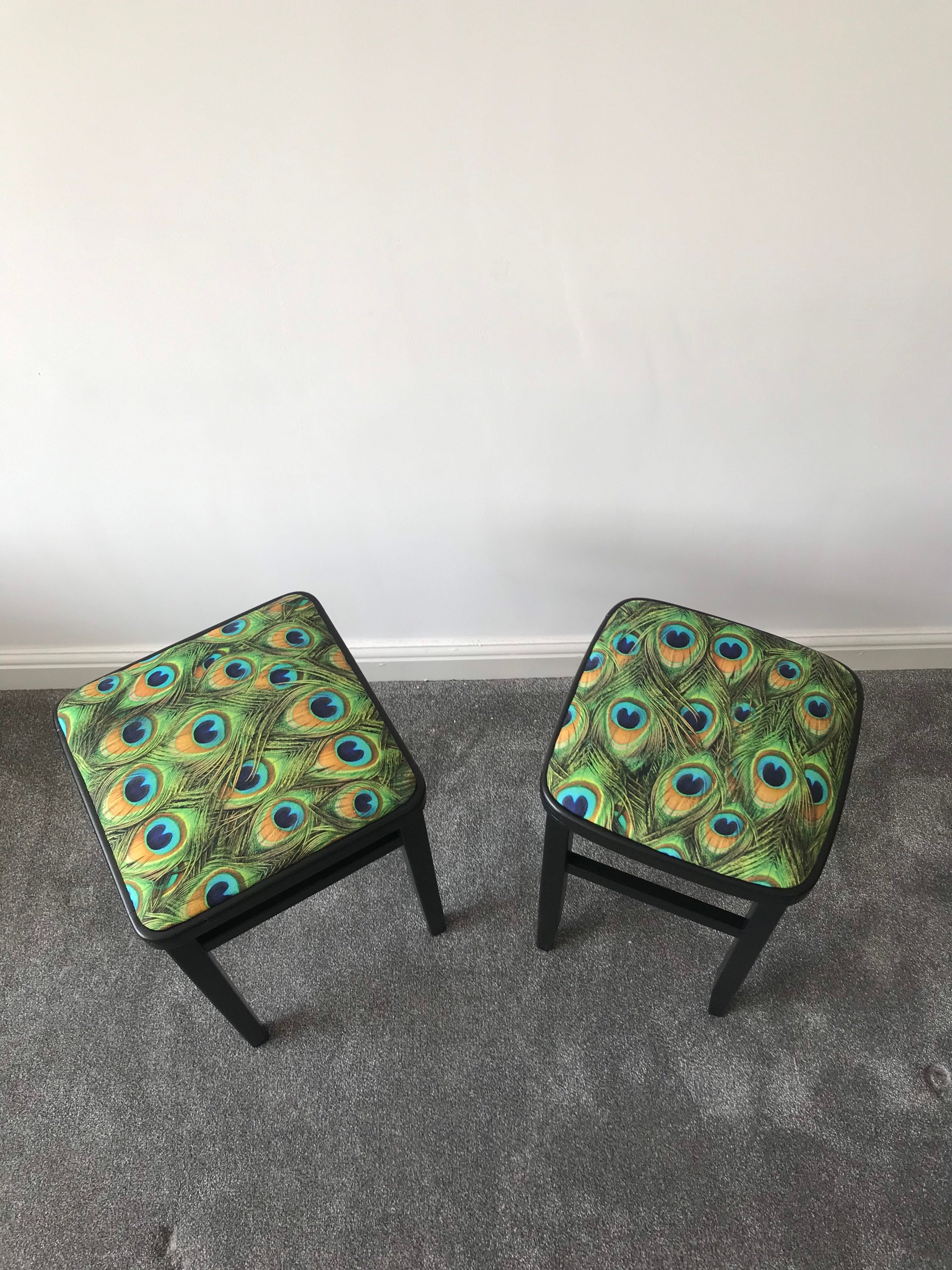 Wooden peacock stools Etsy
