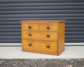 Antique solid pine chest of drawers