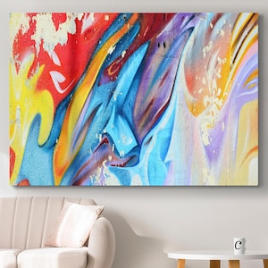 Abstract wall art, Colorful Print, Abstract painting, abstract canvas print, Living Room decor, Yellow Print, colorful Art, textured art