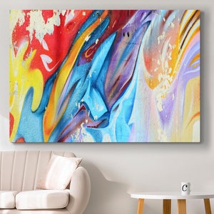 Abstract wall art, Colorful Print, Abstract painting, abstract canvas print, Living Room decor, Yellow Print, colorful Art, textured art