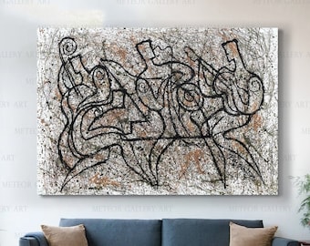 Jazz muurkunst, muziek canvas print, muziekinstrumenten wanddecor, muziek moderne kunst, woonkamer decor, jazzclubmuzikant abstracte lijntekeningen