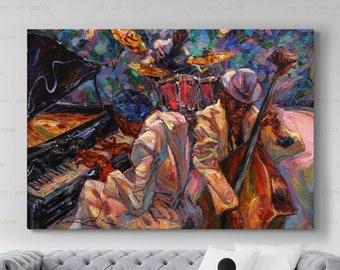 Abstrakte Afrikanische Musik Jazz Tanzen Poster Leinwanddruck Jazz Club Bunte Gemälde Wandkunst Coole Sängerin Wanddekor Afrikanische Kunstwerk Cafe