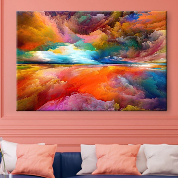 Rainbow Lighting, Escape to Reality series, Landscape painting,imagination,creativity,surreal, abstract color,texture arrangement in his art