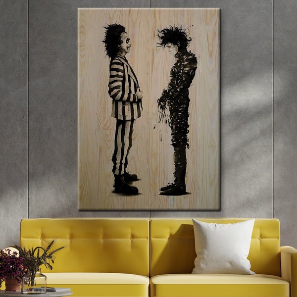 Tim Burton Movies Beetlejuice Wall Art, Edward Scissorhands Pictures Canvas Print for Room Decor, Living Room decor, Home Decorations gift