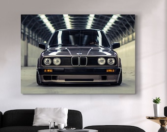 Auto Wandkunst, BMW Leinwand Kunst, 5 Panels BMW Wandkunst, schwarzer BMW Druck, Bmw E30 Poster, Garagenwanddekor, Papa Geschenk, Superauto, Geburtstagsgeschenke