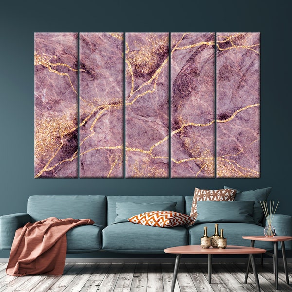 Violet color,gold glitter,veined,silver,purple color,marble stone texture,painted imitation marble,inspirational,canvas painting,wall decor