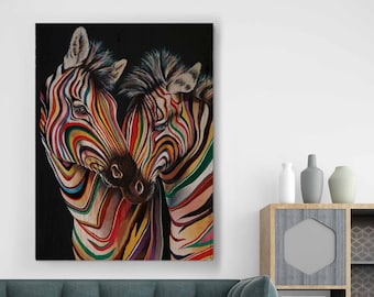 Colorful Zebra Print Design,Animal picture Living room| Bedroom| Kitchen Wall Art, Zebra Poster, Zebra print, Safari Animals, kid decor gift