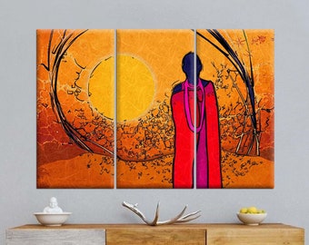 African Woman Canvas Modern Woman Black Woman Yellow - Etsy