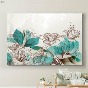 Flower Abstract, Flower wall art, green flower canvas, Abstract Print, Abstract wall art, Floral Art, Oversize Canvas, Abstract Flower decor