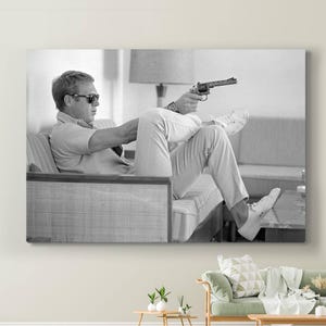 Steve McQueen, Famous Canvas Art, Steve McQueen Wall Decor, Legendary Actor Wall Art, Famous Man Canvas, Coolest Guy Ever, Canvas Wall Art