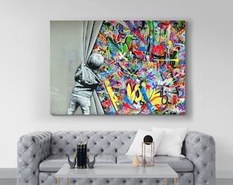 Tableau Street Art Graffiti 'Life Short Chill Duck' Par Andy Baker - Reproduction Sur Toile - Neuf