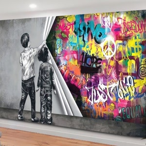 banksy wall art, banksy canvas painting, graffiti wall art, colorful canvas, Gifts for Boyfriend, Gifts for Husband, Gifts for Sister, Gifts for Wife, Anniversary Gifts, Birthday Gifts, Gifts for Couples, Gifts for Friends, Housewarming Gifts, Gifts