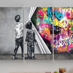 banksy wall art, banksy canvas painting, graffiti wall art, colorful canvas, Gifts for Boyfriend, Gifts for Husband, Gifts for Sister, Gifts for Wife, Anniversary Gifts, Birthday Gifts, Gifts for Couples, Gifts for Friends, Housewarming Gifts, Gifts