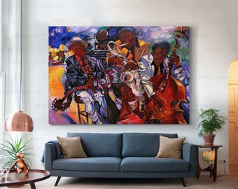 Jazz Poster Musik Leinwand Wandkunst Gemälde auf abstrakte Kunst Künstlerische Malerei Jazz Band Wanddekor Song Print Nachtclub Musikinstrumente