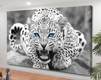 White Tiger Wall Art, Big Cat Canvas, Man Cave Wall Decor