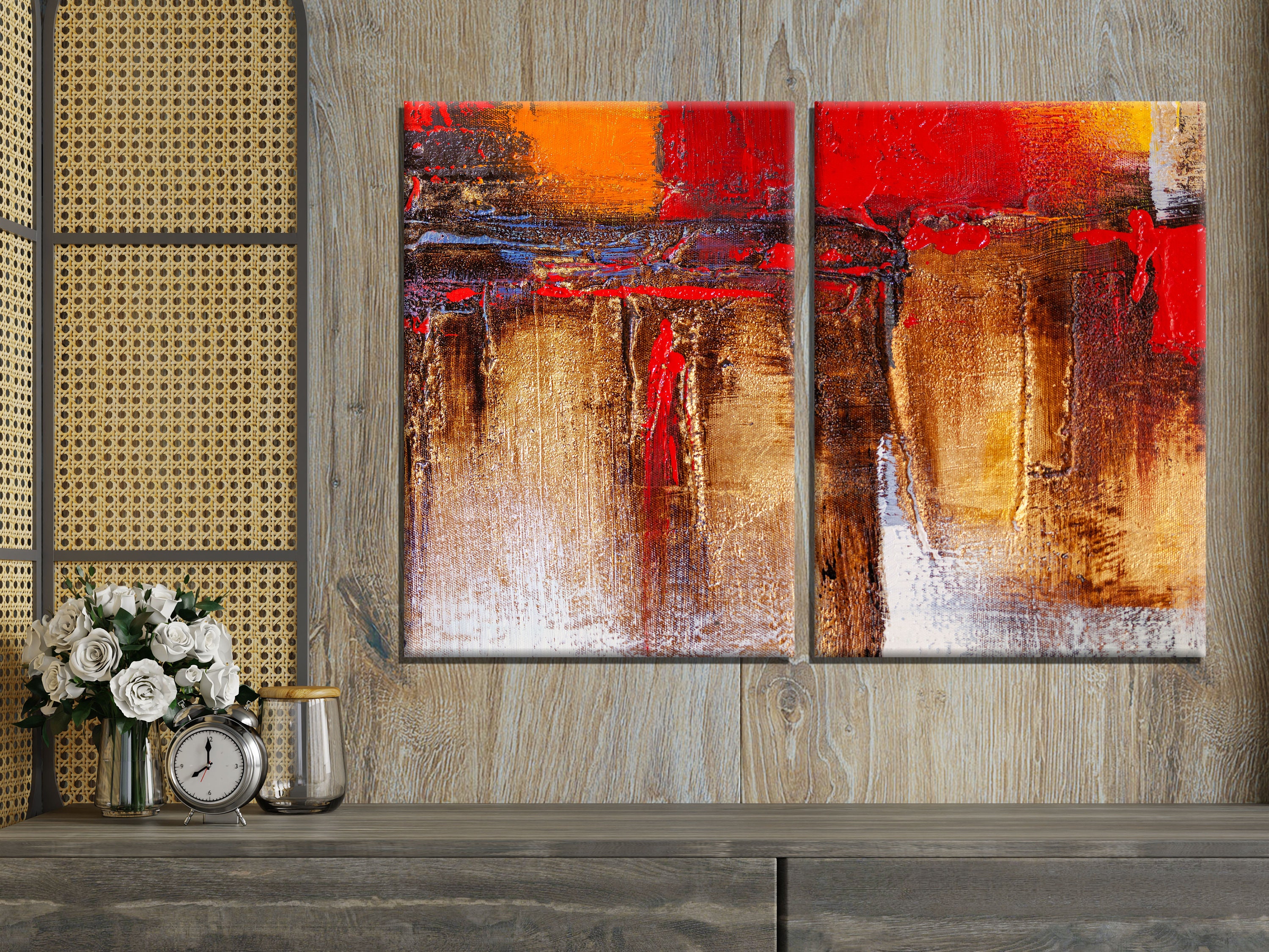 Abstract Acrylic Paint Canvas, Abstract Canvas Painting, Relief Appearance  Wall Art Artistic Background Gold-red-black-silver Colors, Gift -   Finland