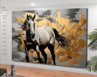 Abstrakt målning av hästporträtt, väggkonst för häst, väggkonst för häst på canvas, abstrakt hästtryck, hästkonstverk, djurväggdekor