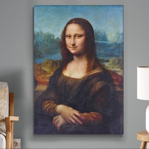 Mona Lisa Wall Art, Mona Lisa  Canvas, Leonardo da Vinci, Pinewood Frame Famous Painting Wall Art, Renaissance Art, Reproduction Classic Art
