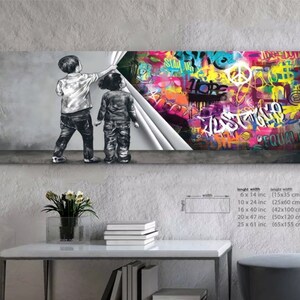 banksy wall art, banksy canvas painting, graffiti wall art, colorful canvas, Gifts for Boyfriend, Gifts for Husband, Gifts for Sister, Gifts for Wife, Anniversary Gifts, Birthday Gifts, Gifts for Couples, Gifts for Friends, Housewarming Gifts, Gifts