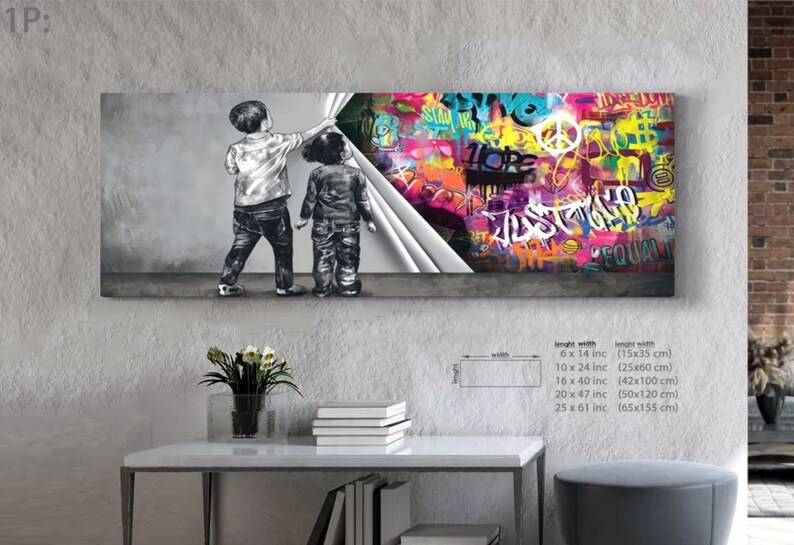 banksy wall art, banksy canvas painting, graffiti wall art, colorful canvas, Gifts for Boyfriend, Gifts for Husband, Gifts for Sister, Gifts for Wife, Anniversary Gifts, Birthday Gifts, Gifts for Couples, Gifts for Friends, Housewarming Gifts, Gifts