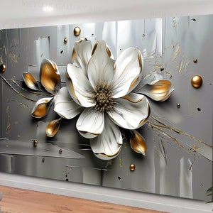 Flower Abstract, Flower wall art, white flower canvas, Abstract Print, Abstract wall art, Floral Art, Oversize Canvas, Abstract Flower decor