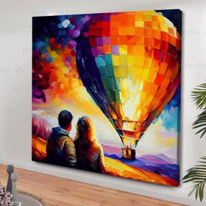 Romantic Couple Canvas Art, Romantic Couple wall art, Lovers Canvas, Love Heart Print, Balloon Wall Art, Modern Oversize Contemporary Art