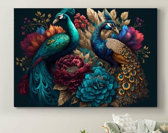 孔雀の絵画 - アクリル画 孔雀の壁アート - Etsy 日本