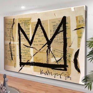 Jean Michel Basquiat's Crown Modern Unique Painting Abstract Canvas Wall Art, Basquiat Canvas print, Street art, Home/Office Room Decor Gift
