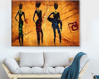 African American home art African Ethnic Retro Vintage Wall Art canvas print Colorful african painting Print wall décor Black lives matter
