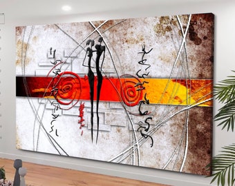 African Wall Art, African Canvas, Couple Wall Art, Lover Canvas, Abstract Painting, African culture art, Romantic Wall Art, Contemporary Art