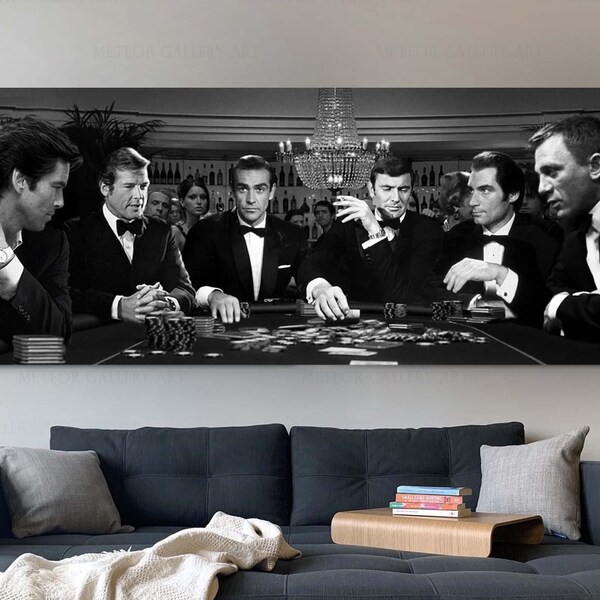 James Bond Poker Game Canvas Art, James Bond casino Wall Art, Film Canvas, James Bond Print, Poker Canvas Print, poker game Canvas Poster