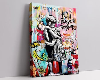 Banksy Wall Art, Banksy Canvas, Banksy I Will Love You Forever, Inspired Artwork, Graffiti Street Wall Art, Pop Art Wall Art, Romantic Art