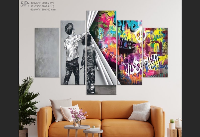 banksy wall art, banksy canvas painting, graffiti wall art, colorful canvas, Gifts for Boyfriend, Gifts for Husband, Gifts for Sister, Gifts for Wife, Anniversary Gifts, Birthday Gifts, Gifts for Couples, Gifts for Friends, Housewarming Gifts, Gifts