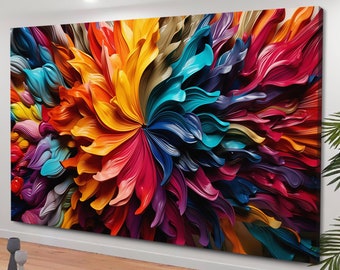 Colorful Abstract, Abstract Feather on Canvas, Colorful Painting, Rainbow abstract art, Colorful Canvas Art, Living room Decor, Modern Art