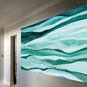 Ombre Green Wave Background Abstract Style Wall Art, Abstract canvas print, Green White Art Decor, Contemporary Artwork Green Marble Print