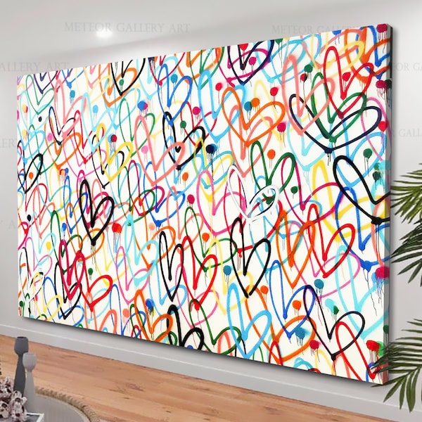 Colorful Love Canvas print, Street art Love gift, Urban Love Heart Wall Art, Abstract Canvas Love, Graffiti Wall Decor, Street on canvas art