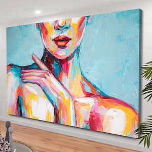 Woman Canvas Art, Beautiful Woman Wall Art, Colorful Woman Canvas Art, Colorful Woman Portrait, Colorful Canvas Painting, Abstract Girl art