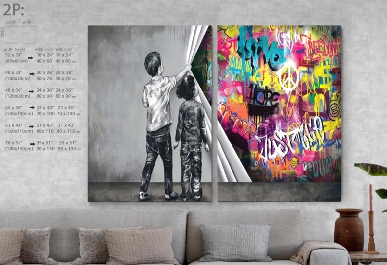 banksy wall art, banksy canvas painting, graffiti wall art, colorful canvas, Gifts for Boyfriend, Gifts for Husband, Gifts for Sister, Gifts for Wife, Anniversary Gifts, Birthday Gifts, Gifts for Couples, Gifts for Friends, Housewarming Gifts, Gifts